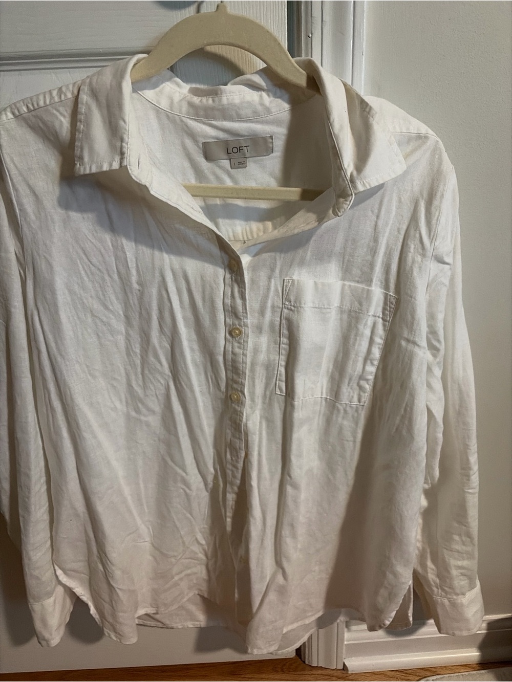 LOFT Women’s Casual Button-Down Shirt with Chest Pocket
